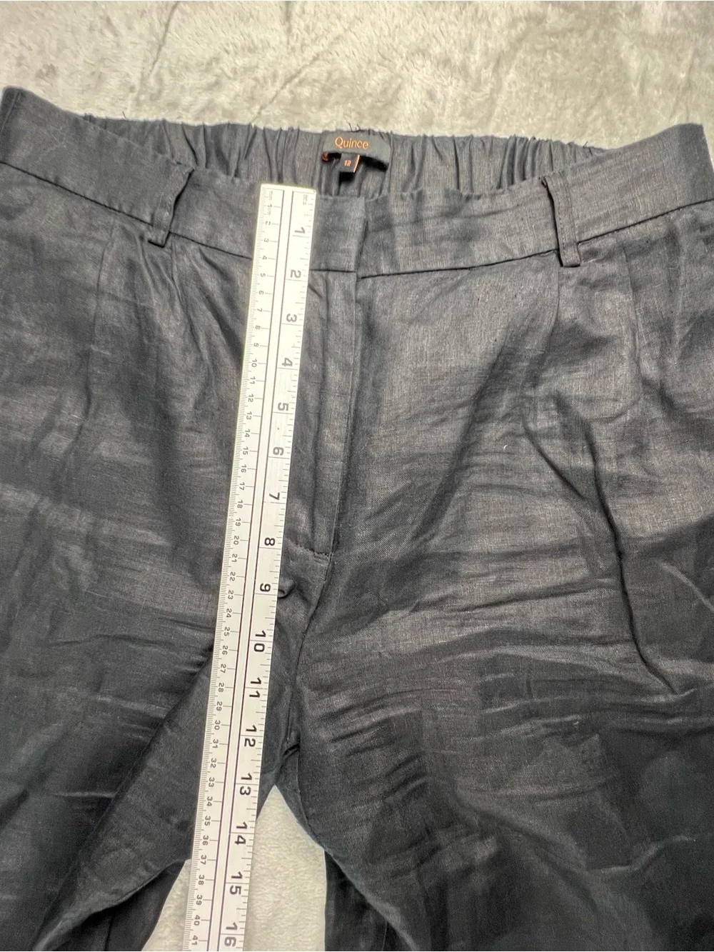 Quince 100% European Linen Wide Leg Pant Womens Size 12 Elastic Waist High Rise